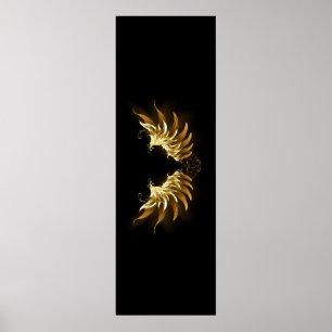 Golden Angel Wings on Black background Poster