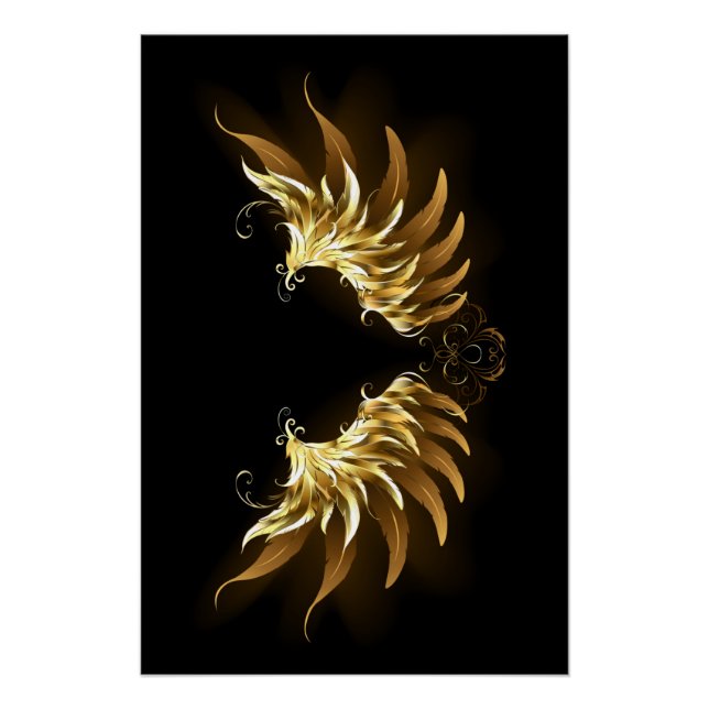Golden Angel Wings on Black background Poster (Front)
