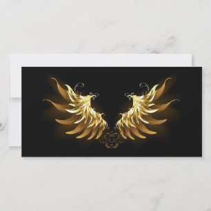 Golden Angel Wings on Black background Save The Date