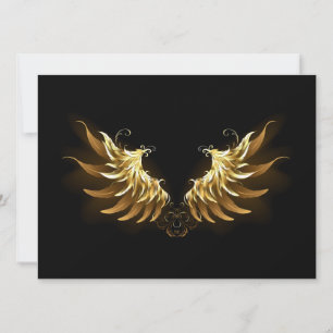 Golden Angel Wings on Black background Save The Date