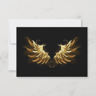 Golden Angel Wings on Black background Save The Date