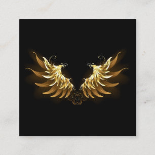 Golden Angel Wings on Black background Square Business Card