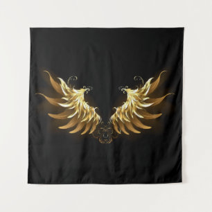Golden Angel Wings on Black background Tapestry