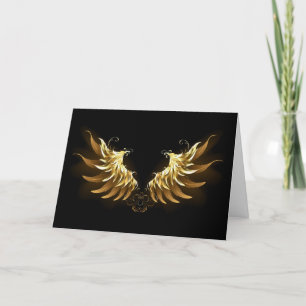 Golden Angel Wings on Black background Thank You Card