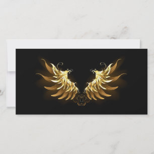 Golden Angel Wings on Black background Thank You Card