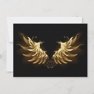 Golden Angel Wings on Black background Thank You Card