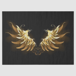 Golden Angel Wings on Black background Tissue Paper