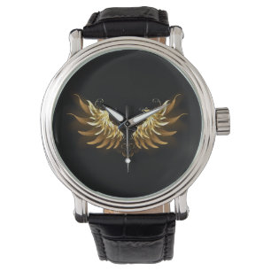 Golden Angel Wings on Black background Watch