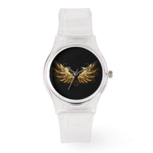 Golden Angel Wings on Black background Watch