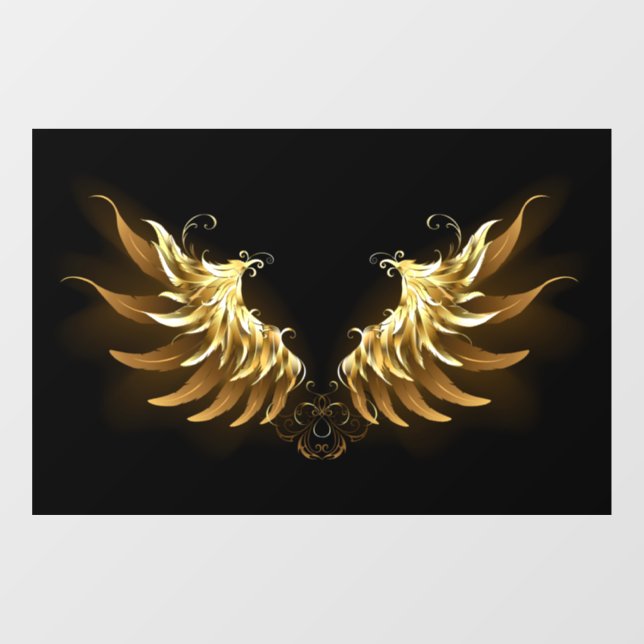Golden Angel Wings on Black background Window Cling (Sheet)