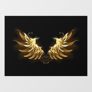 Golden Angel Wings on Black background Window Cling