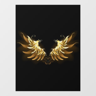 Golden Angel Wings on Black background Window Cling