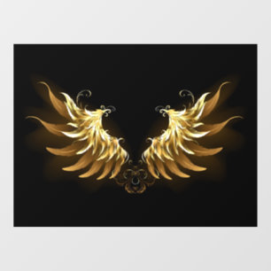 Golden Angel Wings on Black background Window Cling