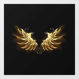 Golden Angel Wings on Black background Window Cling