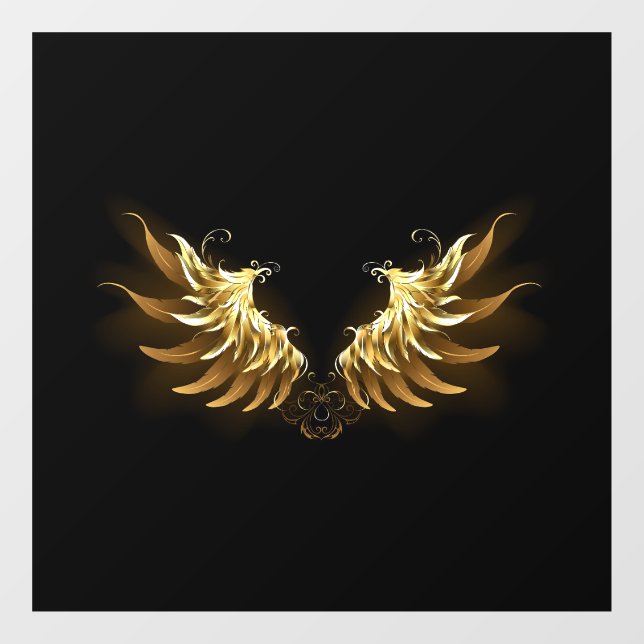 Golden Angel Wings on Black background Window Cling (Sheet)