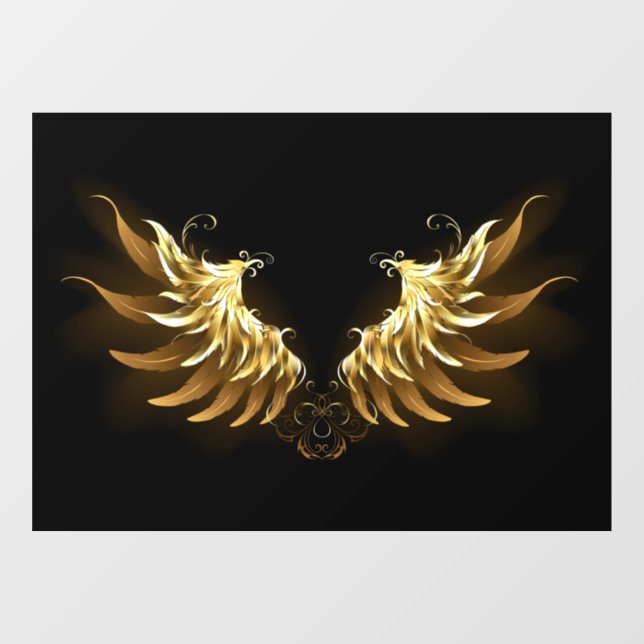 Golden Angel Wings on Black background Window Cling (Sheet)