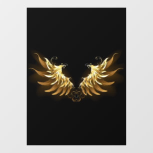 Golden Angel Wings on Black background Window Cling
