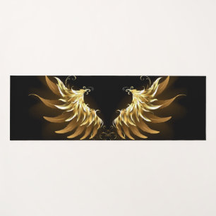 Golden Angel Wings on Black background Yoga Mat