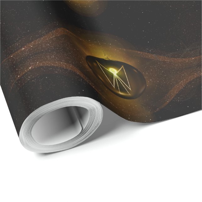 Golden Angels Night Light Pattern Christmas Wrapping Paper (Roll Corner)