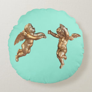 Golden Angels Round Cushion