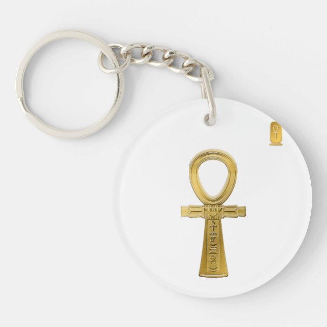 Golden Ankh - Ancient Egyptian Symbol of Life Key Ring (Front)