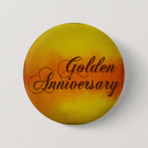 Golden Anniverary 6 Cm Round Badge