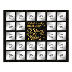 Golden Anniversary 26 Photo Collage, Gold Confetti