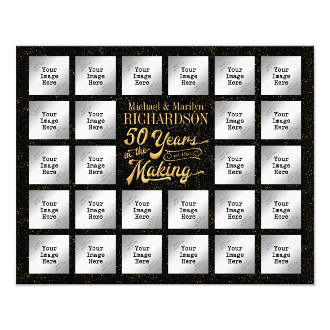 Golden Anniversary 26 Photo Collage, Gold Confetti (Front)