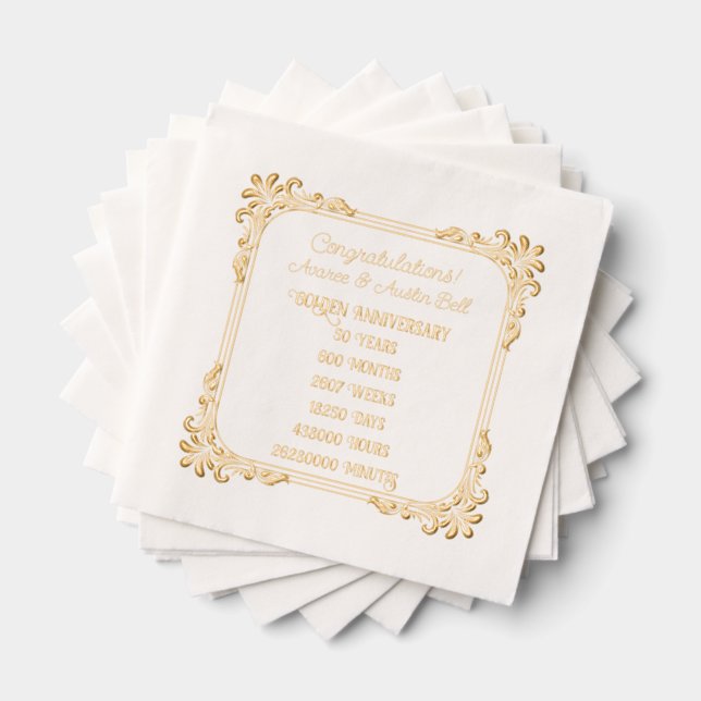 Golden Anniversary 50th  Foil Napkins (Insitu (Stacked))