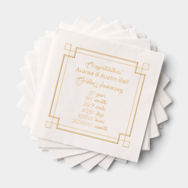 Golden Anniversary 50th  Foil Napkins (Insitu (Stacked))