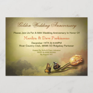golden anniversary artistic vintage invitations