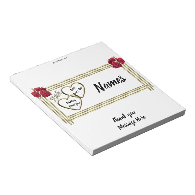 Golden Anniversary Candy Bar Wrapper Party Favor Notepad (Angled)
