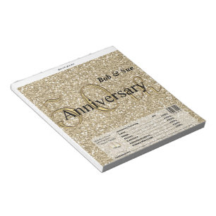 Golden Anniversary Candy Bar Wrapper Party Favour Notepad
