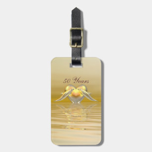 Golden Anniversary Dolphins and Heart Luggage Tag