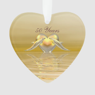 Golden Anniversary Dolphins and Heart Ornament