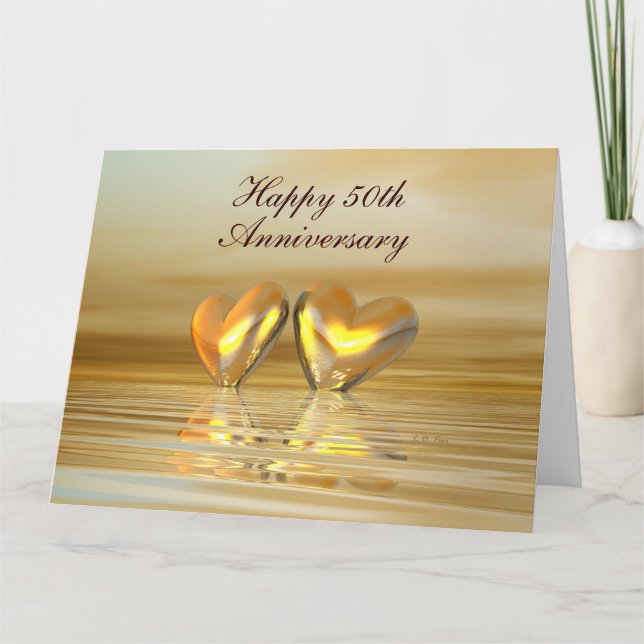 Golden Anniversary Hearts Card (Front)