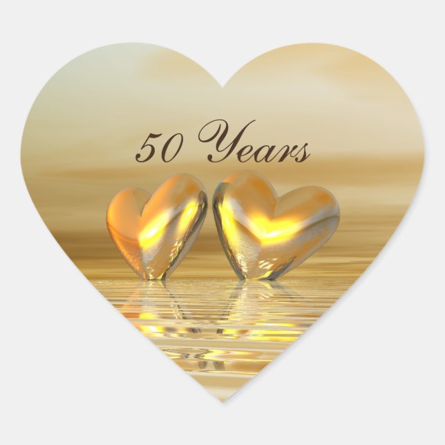 Golden Anniversary Hearts Heart Sticker (Front)