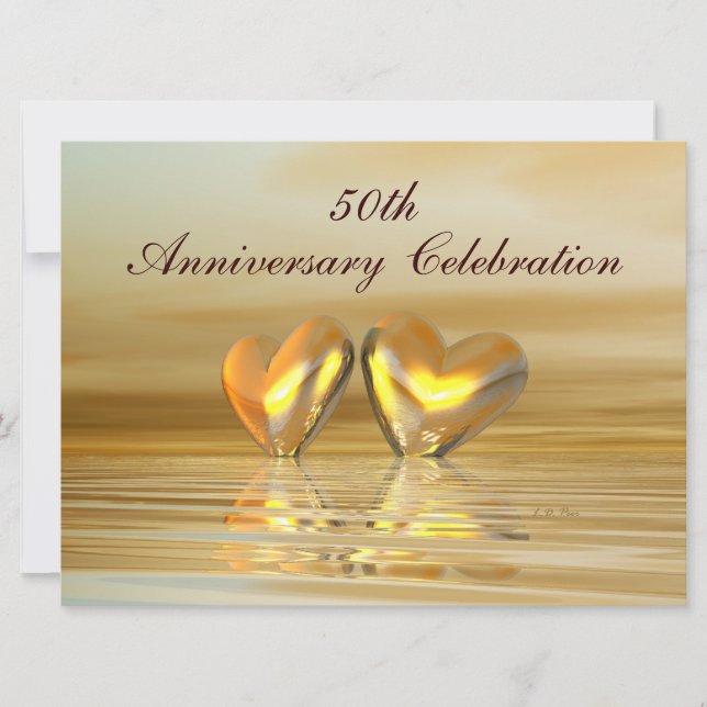 Golden Anniversary Hearts Invitation (Front)