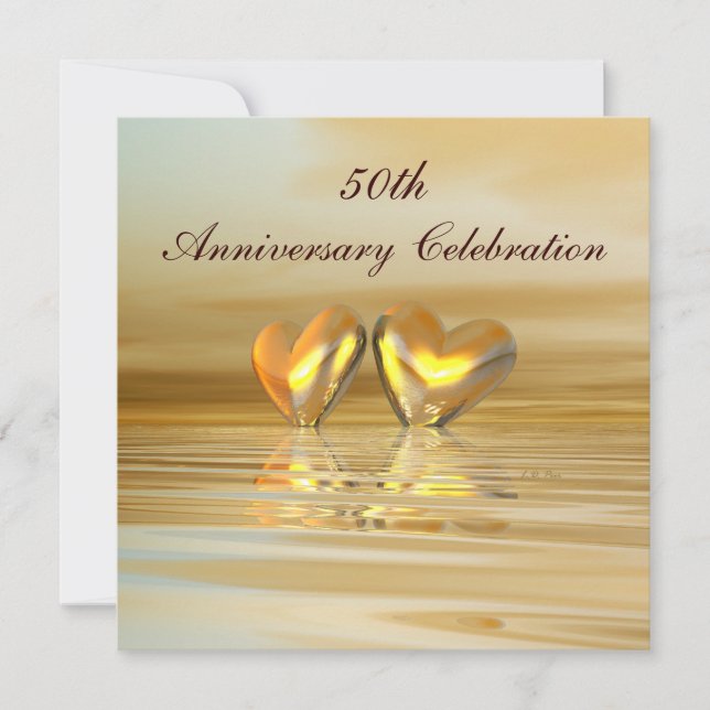Golden Anniversary Hearts Invitation (Front)