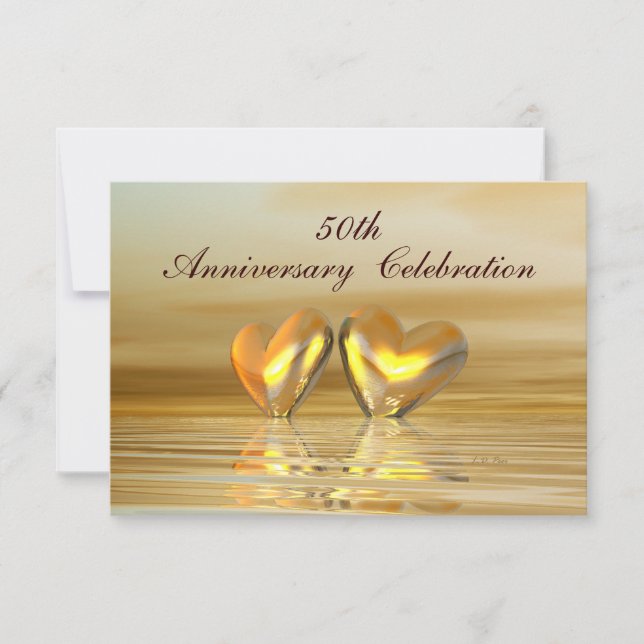 Golden Anniversary Hearts Invitation (Front)