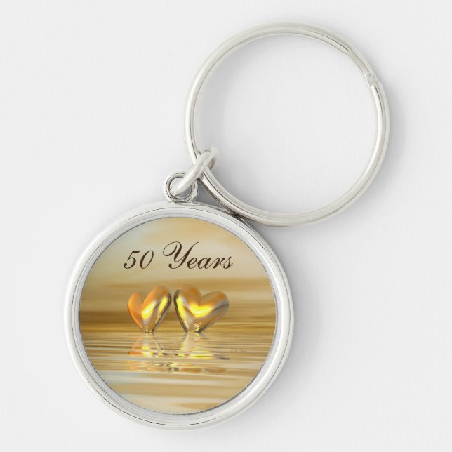 Golden Anniversary Hearts Key Ring (Front)