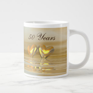Golden Anniversary Hearts Large Coffee Mug
