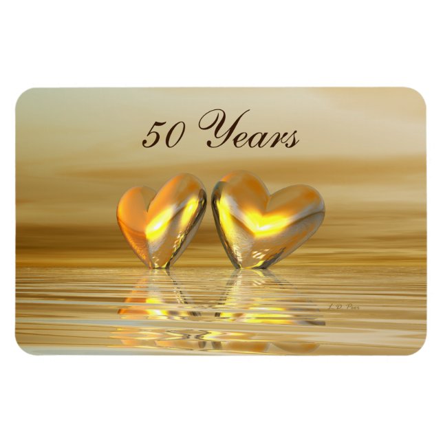 Golden Anniversary Hearts Magnet (Horizontal)