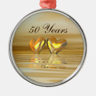 Golden Anniversary Hearts Metal Tree Decoration