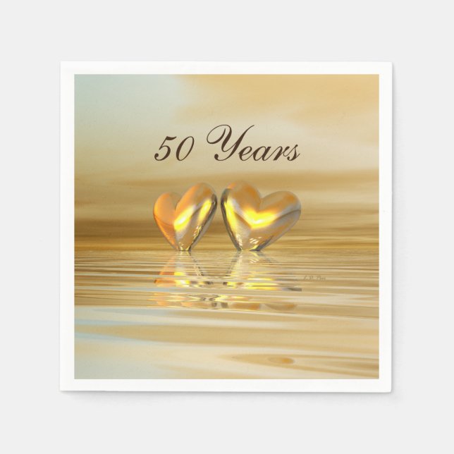 Golden Anniversary Hearts Napkin (Front)