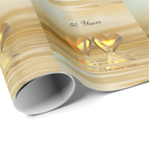 Golden Anniversary Hearts Wrapping Paper