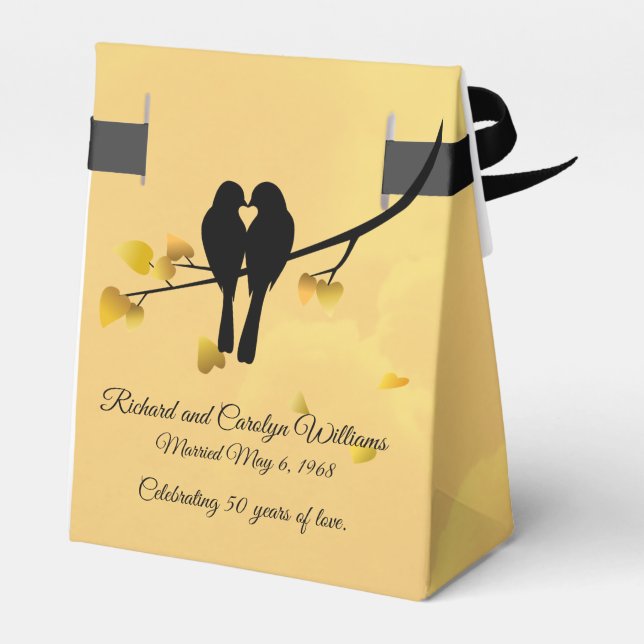 Golden Anniversary Lovebirds Favour Box (Back Side)