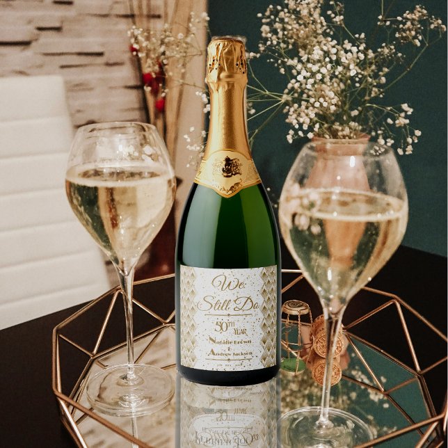 Golden Anniversary Personalised Sparkling Wine Label (Golden Anniversary Personalized Sparkling Wine Label)