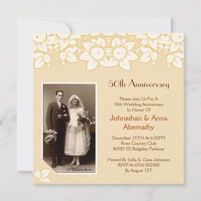 golden anniversary photo invitation (Front)