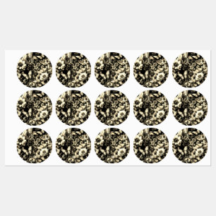 Golden Antique Floral with Butterflies